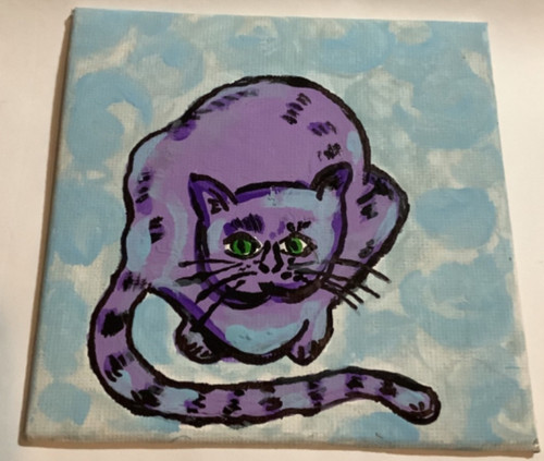 Purple cat artwork - with, blue