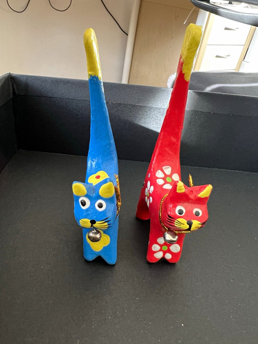 Pair hand painted wooden - pair, hand-painted