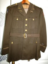 V/RARE WW2 US ARMY OFFICER’S ‘PINKS & GREENS’ UNIFORM – COAT, TRS & BELT