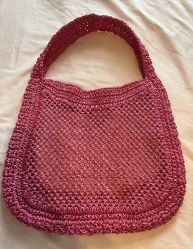 Pink crochet raffia - pink,