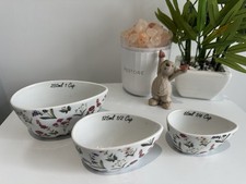 3 Retro Ceramic White Measuring Cups Cooking Baking With Floral Decorations