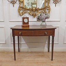 Antique Side Table Georgian Mahogany with Drawer on Turned Legs Restored