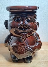 Vintage PEK Dark Brown Ceramic Biscuit Barrel Jar - Made In England  Height 10"