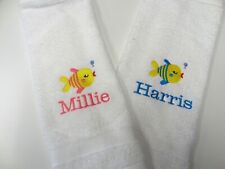 PERSONALISED BATH / HAND TOWEL - FISH - BEAUTIFULLY EMBROIDERED WITH ANY NAME