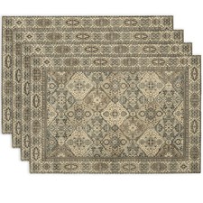 Boho Floral Grey Placemats Set