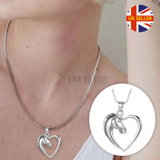 Women Fashion Horse Head Hollow Heart Pendant Silver Box Chain Necklace Jewelry