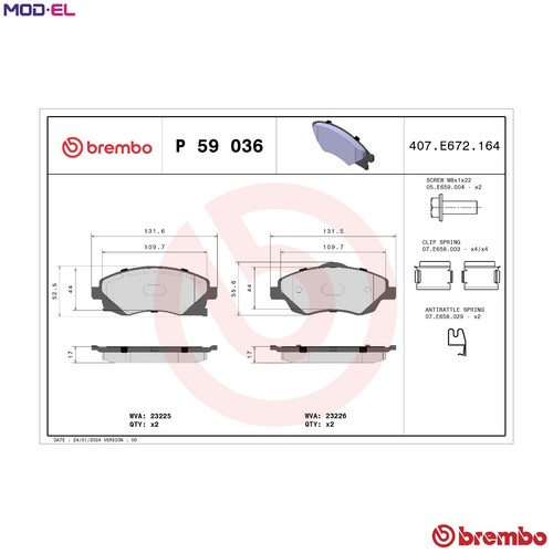 Brake pad set disc - set,