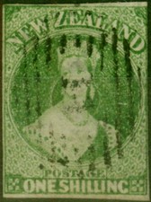 New Zealand 1864 1s Green
