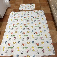Unisex Cot Quilt Set Featuring Cute Primary Animals VGC