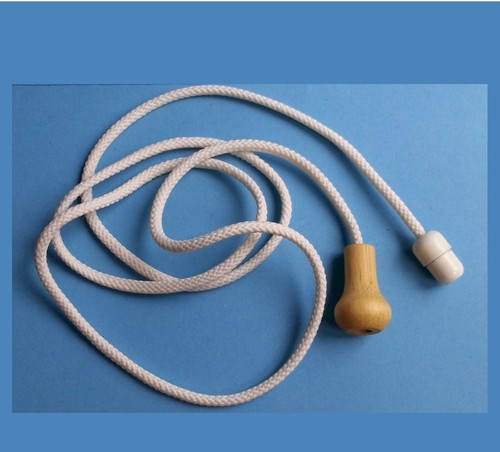 Wood acorn pull white cord - wood,