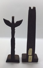 TOTEM POLES X 2 HAND CARVED ALASKA