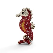 Saturno Silver and Enamel Seahorse  - Fully Hallmarked Sterling Silver