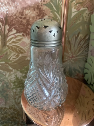 Cut glass sugar shaker with - cut,