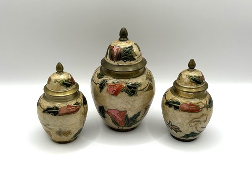 Vintage brass cloisonne floral - brass,