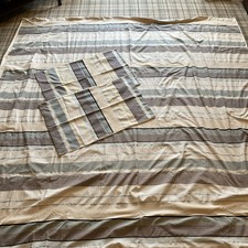 Debenhams Duvet Set. cream blues grey black stripes, stitched detail, KING, vgc