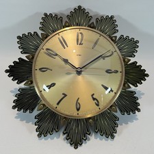 Vintage Metamec Sunburst Wall Clock MCM Sweeping 2nd Hand England 70's