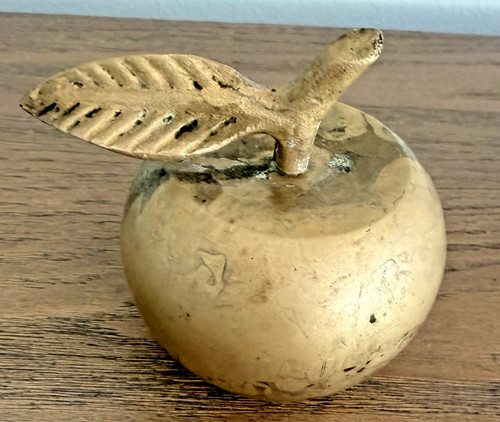 Vintage solid brass apple bell - apple,