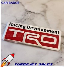 TRD Red Silver Brushed Aluminium Badge Aygo Corolla RAV4 Yaris Camry Supra Car/