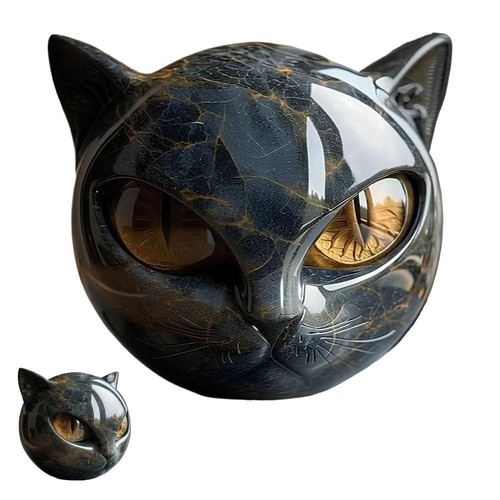 Resin black cat sculpture - resin,