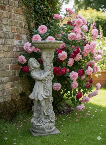 Bird bath flower - , girl
