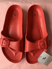 BNWT By TU Eva Size 5 Red Slider Sandals Shoes With Buckle- Easy Wear