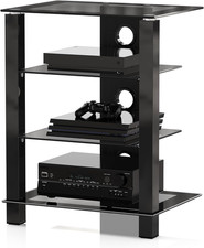 Hifi Racks 4 Tiers Glass TV Stand HIFI Rack Stand Cabinet with Cable Management