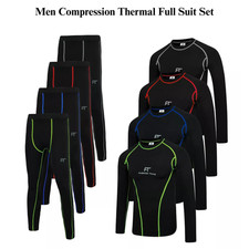 Mens Compression Winter Warm Base Layer Thermal Skin Fit Shirt + Leggings set UK