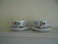 CATH KIDSTON - "CHERRIES & FLOWERS" - 2 x LARGE CUPS AND SAUCERS