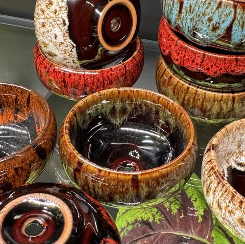 Mini glazed ceramic pots - , for