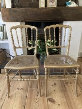 Vintage Gilt wood Rattan Pair