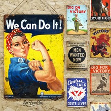 WW2 Poster art Metal Sign Wall Plaque home Tin War Propaganda vintage rust retro