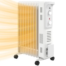 HOMCOM 9 Fin Portable Oil Heater, Energy Efficient, White, Refurbished