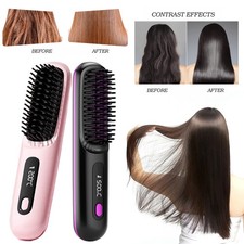 Portable Hair Straightener Brush Hair Hot Comb Cordless Hair Beard Straightener