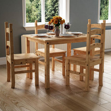 Corona Dining Table and Chairs Set 2 4 Seater Mexican Solid Pine Furniture
