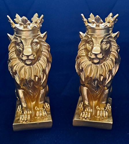 Pair gold crowned - gold, lion