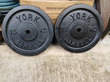 2 X 15 KGS YORK 'ONE-INCH' WEIGHT PLATES