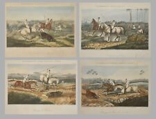 Set of Four Antique Hunting Engravings | R. Ackermann | Ebonised Framed Prints