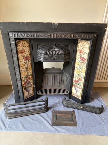 Cast iron tiled fireplace - cast,
