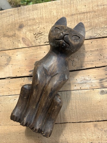 Wooden cat ornament - wooden,