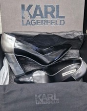 Karl Lagerfeld Block Silver High Heel Designer EU37 RRP £245 ladies designer
