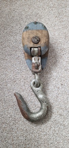 Vintage antique wooden - wooden, pulley