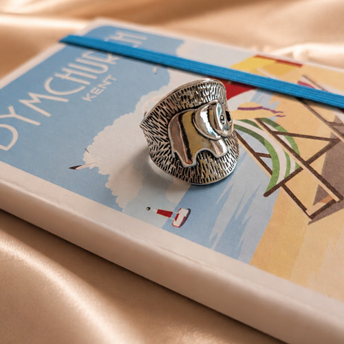 Sterling silver elephant ring - silver,