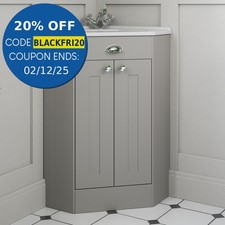 Corner Bathroom Traditional Vanity Unit Basin Sink Cabinet Furniture Grey 580mm