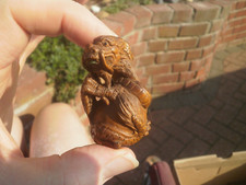 3c. Hand Carved wood netsuke Dragon wrapped around pearl boxwood figure