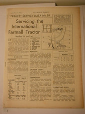 1940 INTERNATIONAL FARMALL, H & M TRACTOR 'TRADER' SERVICE DATA BOOKLET (COPY)