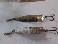 2 v good original vintage abu sweden silver 30g toby salmo lures