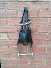 VINTAGE OLD LEATHER DRIVING BRIDLE WITH LIVERPOOL DRIVING BIT 3 SLOT 6" 3 SLOT