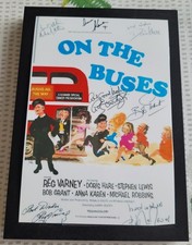 'ON THE BUSES 70s' CAST SIGNED MURAL COMEDY A6 FRAMED LTD EDITION PHOTO FPOST £7