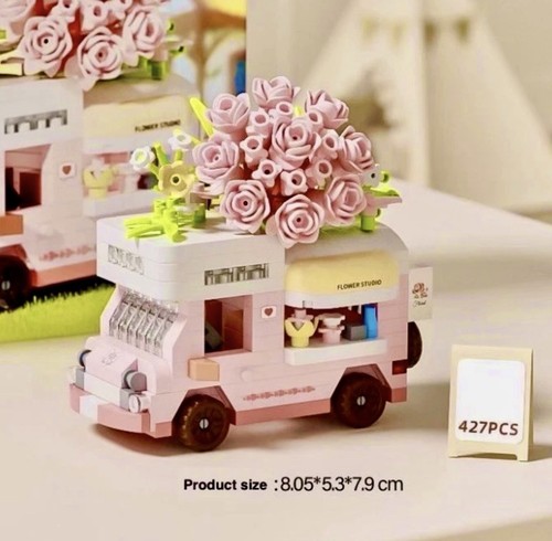 Pink flower van building block - pink,