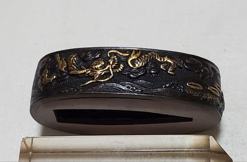 Japanese sword fuchi - japanese, shakudo